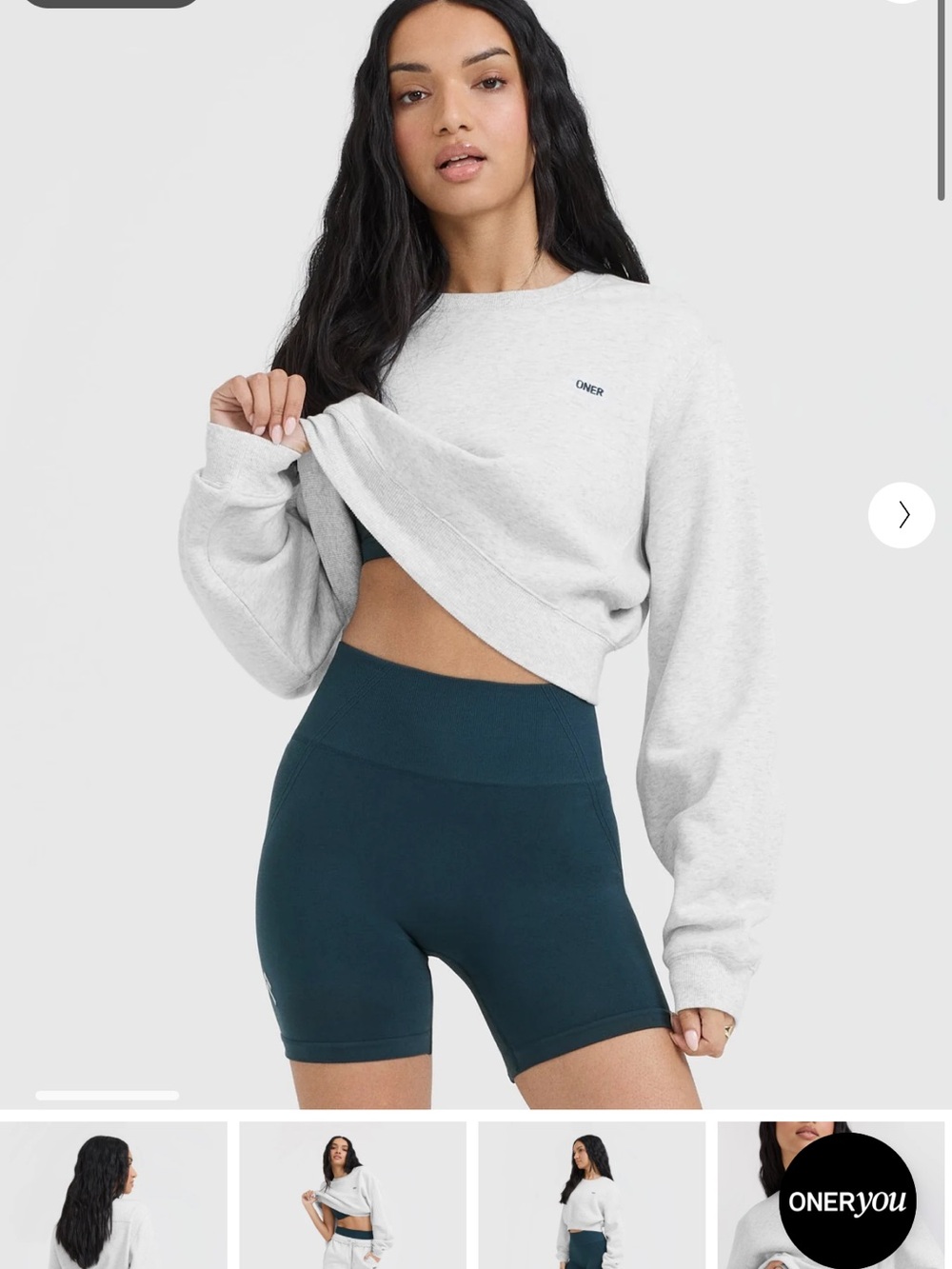 Oner Active White Cropped Crewneck Sweatshirt
